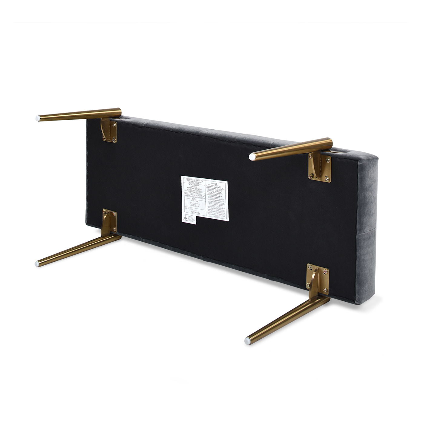 Aria - Upholstered Gold Accent Bench - Gray