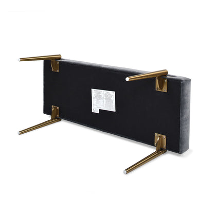 Aria - Upholstered Gold Accent Bench - Gray