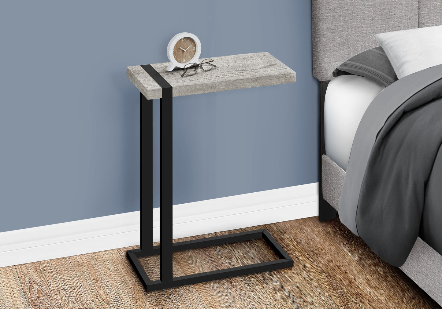 Accent Table, C - Shaped, Contemporary Convenient Design - Gray