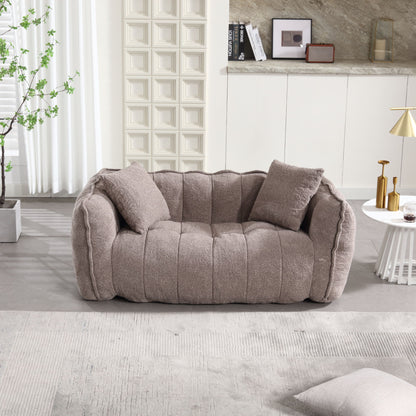 Soft Beanbag Chair With High Resilience Foam Core For Two People - Brown