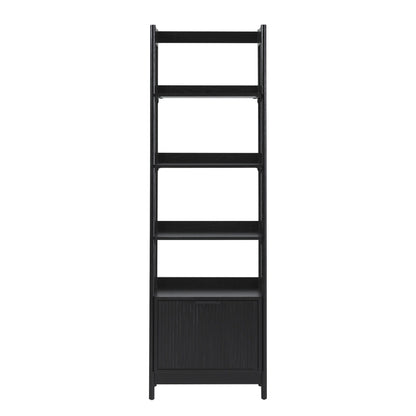 Transitional Narrow Bookshelf With Drawer On Bottom - Black