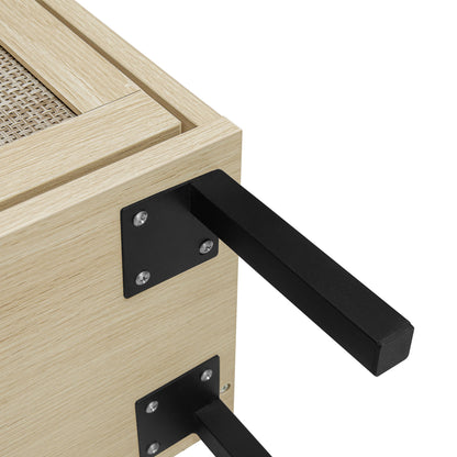 Modern Freestanding Rattan 3 Door Shoe Rack Storage Cabinet For Entryway - Natural Particle Board