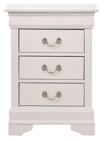 Louis Phillipe - 3 Drawer Nightstand - White