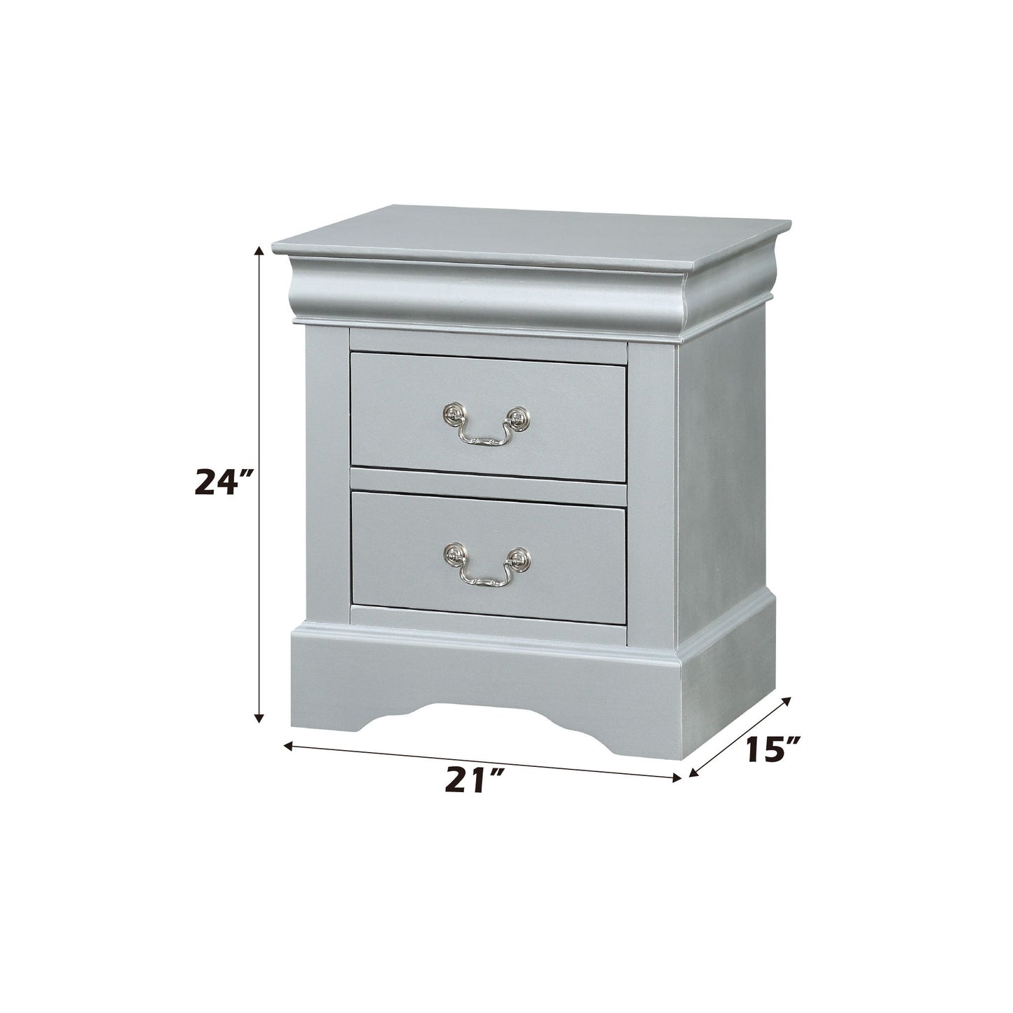 Louis Philippe - 2 Piece Queen Bedroom Set Bed - Silver Gray