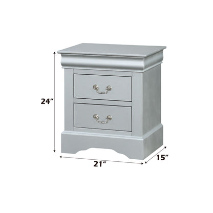 Louis Philippe - 2 Piece Queen Bedroom Set Bed - Silver Gray