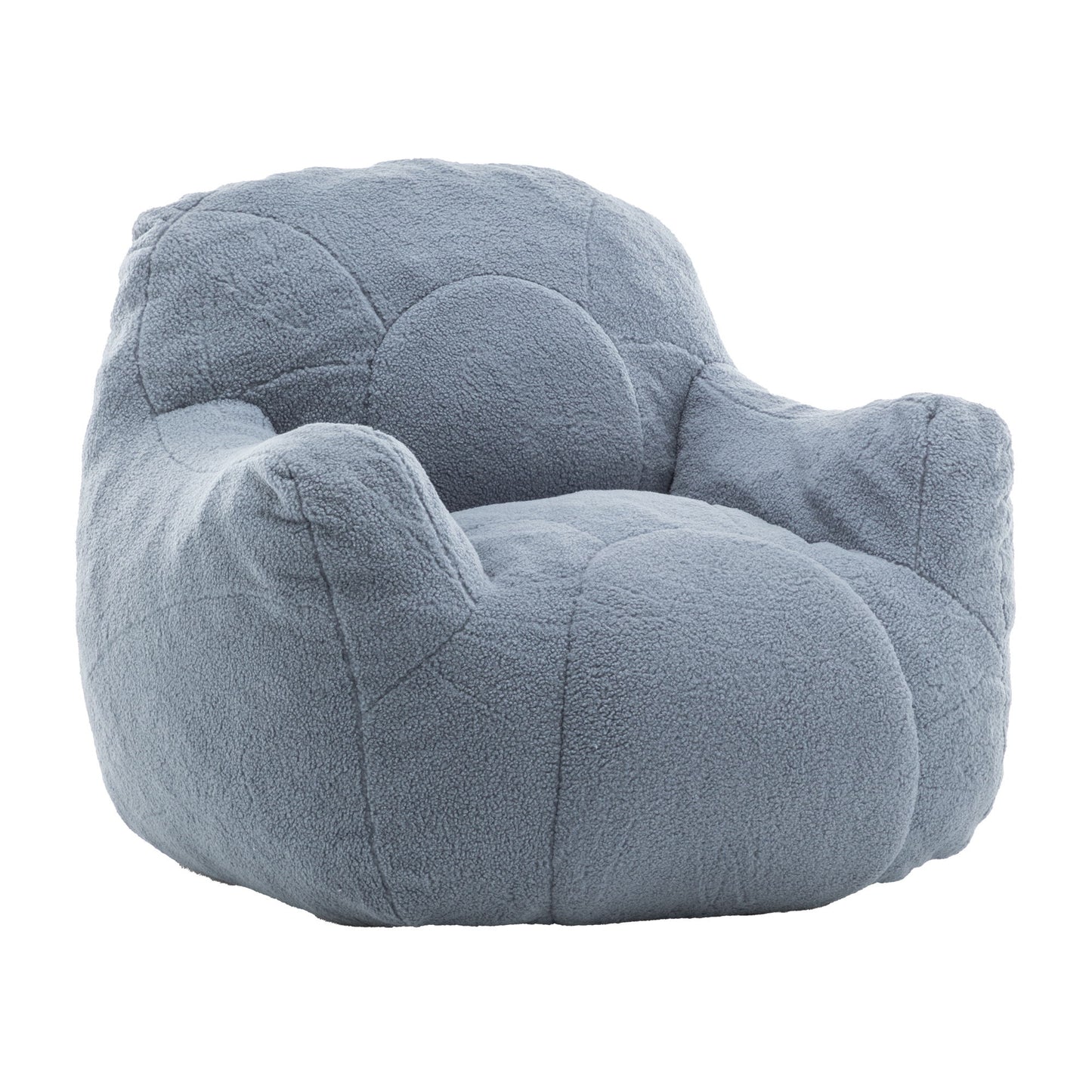 Comfy Bean Bag Chair With Filler, Tufted Memory Foam Sofa Teddy Fabric, Fluffy And Cozy Seating For Dorm, Apartment, Or Living Room - Light Blue