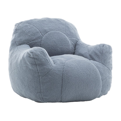 Comfy Bean Bag Chair With Filler, Tufted Memory Foam Sofa Teddy Fabric, Fluffy And Cozy Seating For Dorm, Apartment, Or Living Room - Light Blue