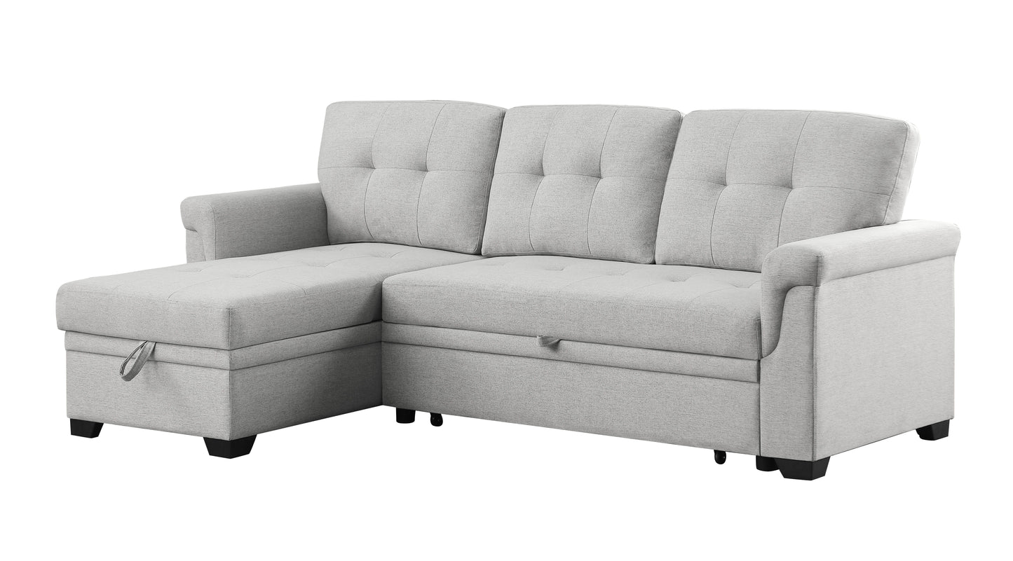 Sierra - Reversible Sleeper Sectional Sofa With Storage Chaise - Light Gray