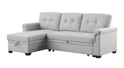 Sierra - Reversible Sleeper Sectional Sofa With Storage Chaise - Light Gray