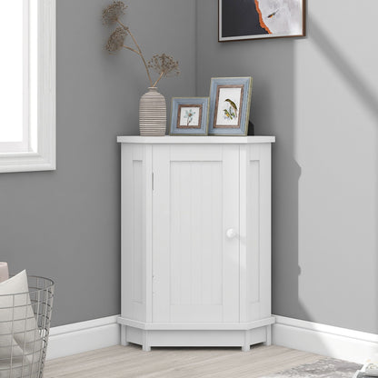 Bathroom Cabinet Triangle Corner Storage Cabinet With Adjustable Shelf Modern Style - White