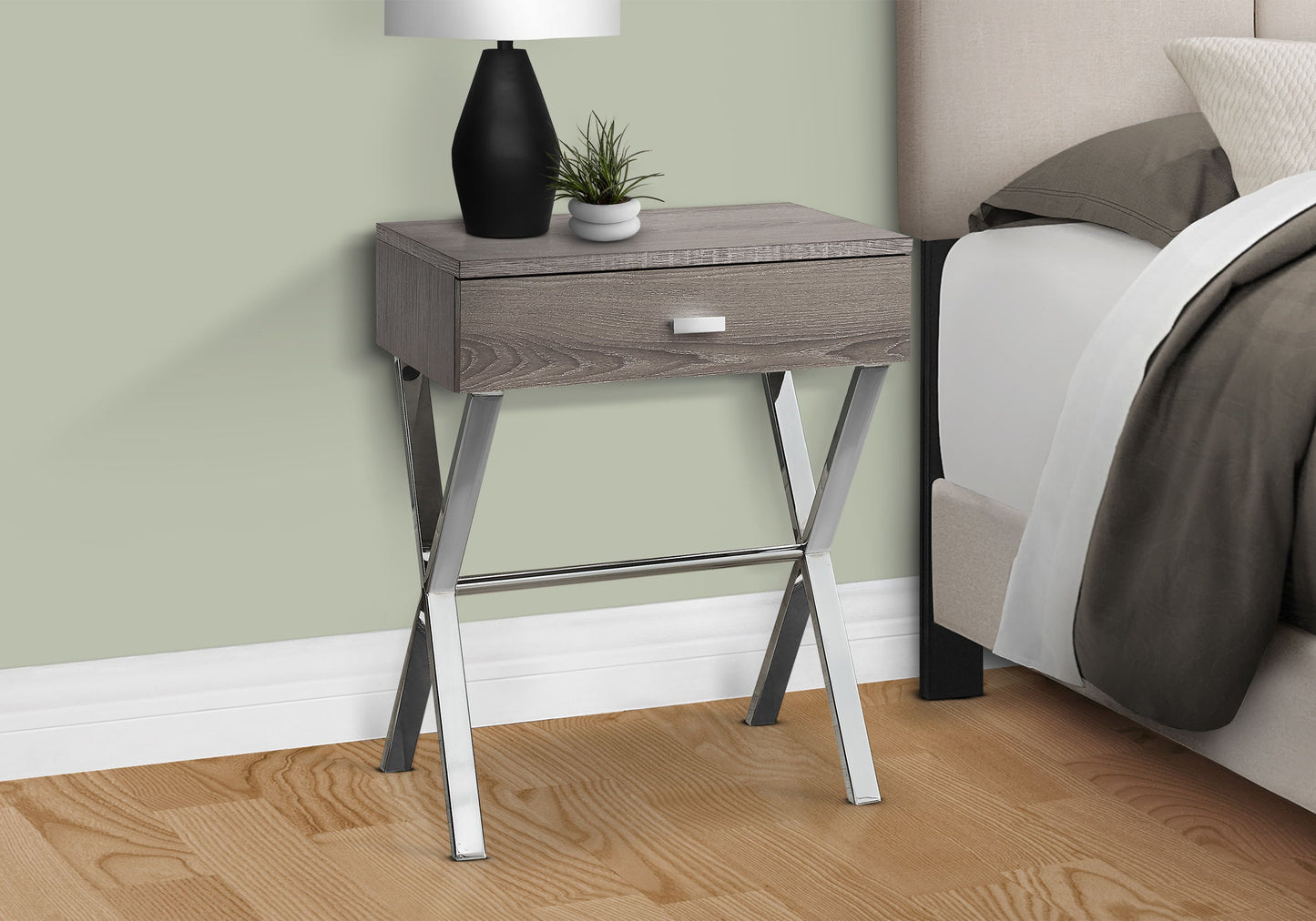 Accent Side Table, Storage Drawer, Contemporary & Modern - Taupe