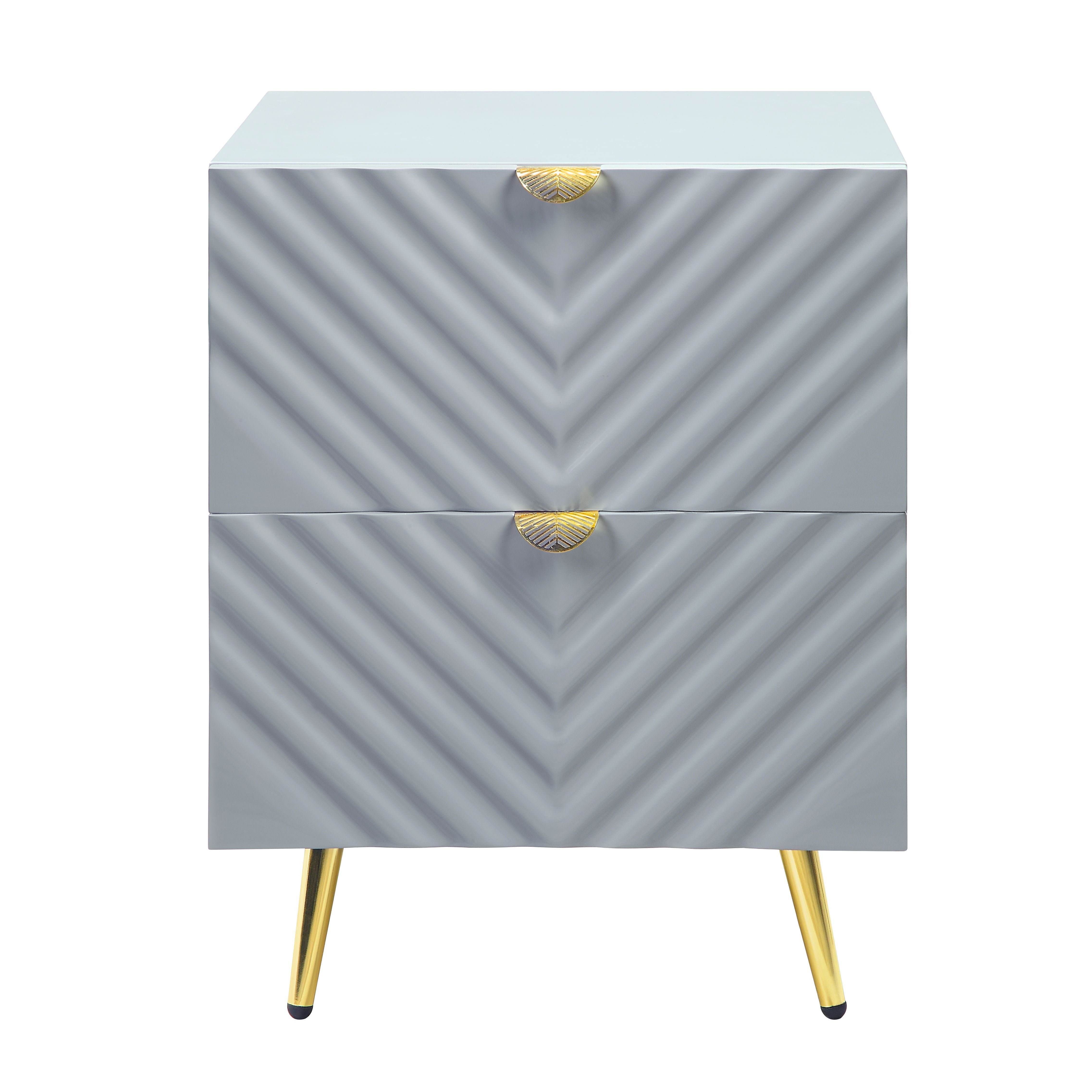 Gaines - High Gloss Nightstand - Gray