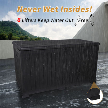260 Gallon Resin Outdoor Deck Box Waterproof, Extra Large Patio Storage Box With Lockable Storage Containers For Patio Furniture Cushions, Pool Accessories, Garden Tools - Black