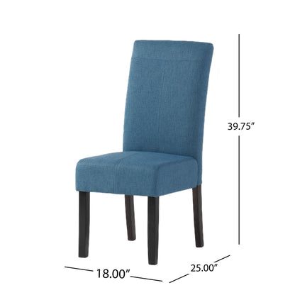 Pertica - Dining Chair, Upholstered Armless Chairs (Set of 2) - Blue