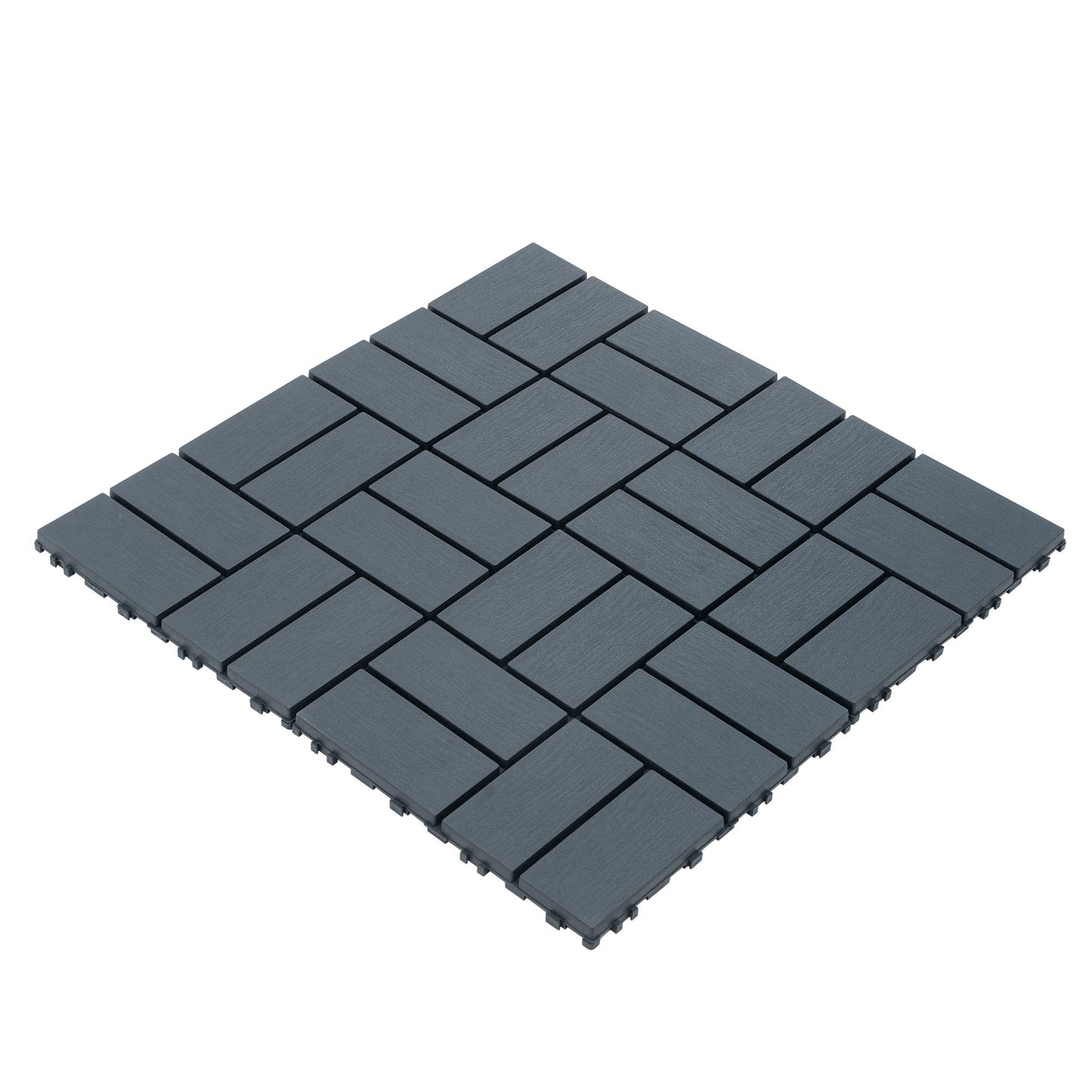 Interlocking Deck Tiles, 44 Pack Patio Deck Tiles, Waterproof Outdoor Use, Polypropylene, 12 X 12" - Dark Gray