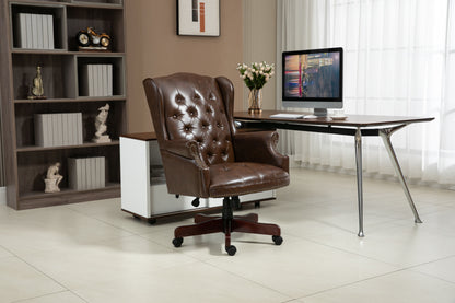 Executive Office Chair, High Back Reclining Comfortable Desk Chair With Smooth Glide Caster Wheels - Brown