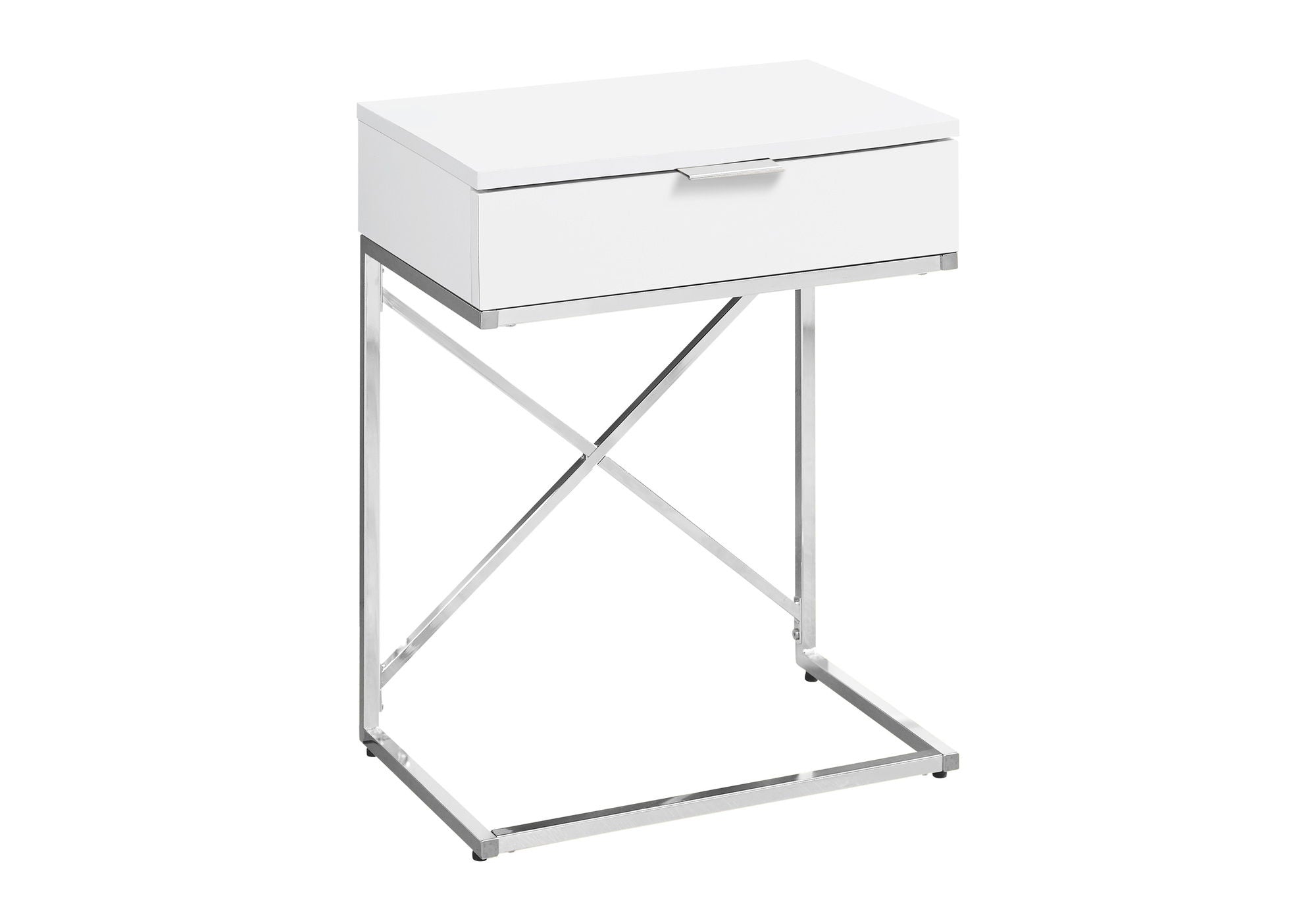 Accent Side Table, Storage Drawer, Contemporary And Modern - White