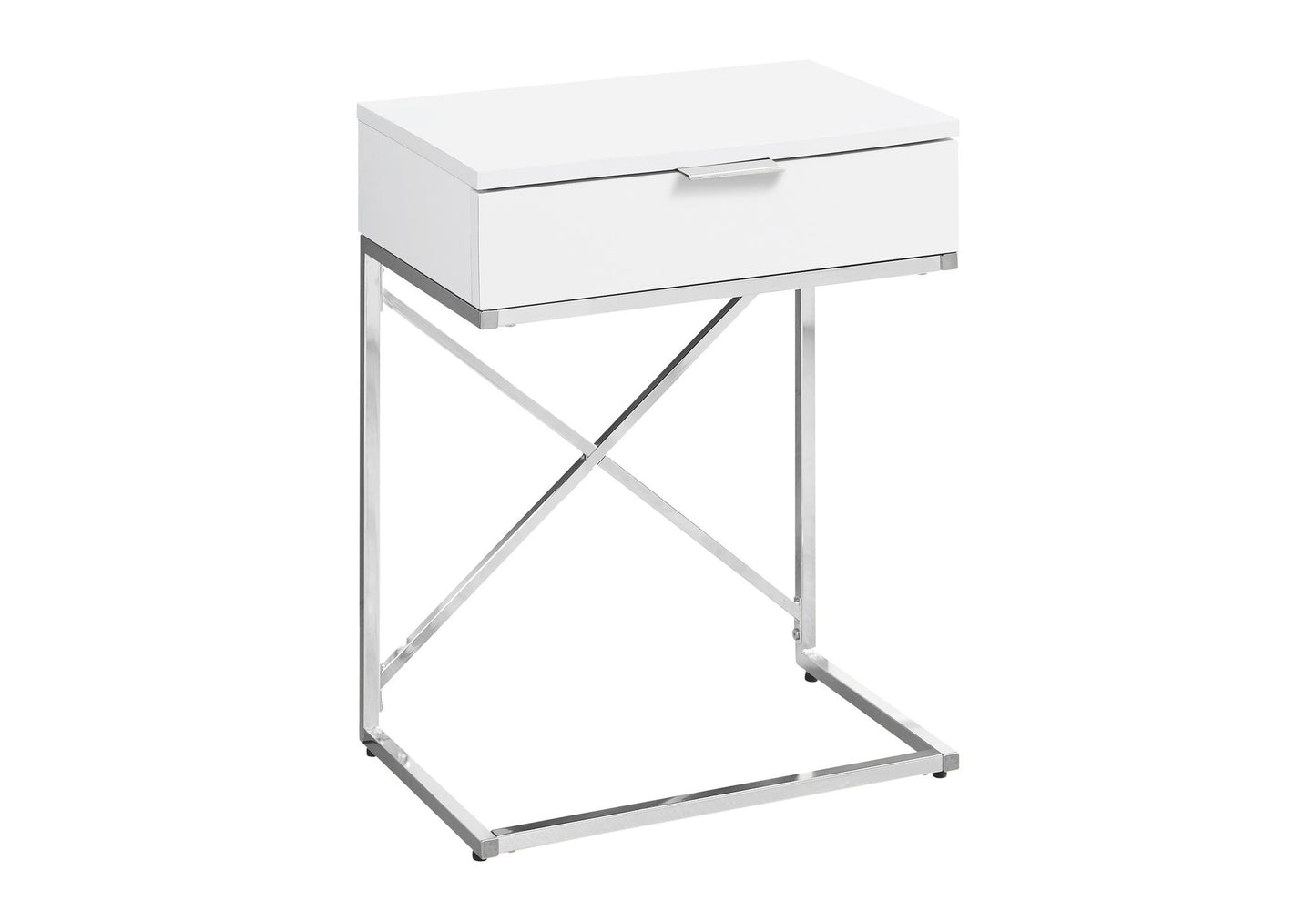 Accent Side Table, Storage Drawer, Contemporary And Modern - White