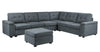 Isla - Woven Fabric 7 Seater Sectional Sofa, Ottoman - Gray