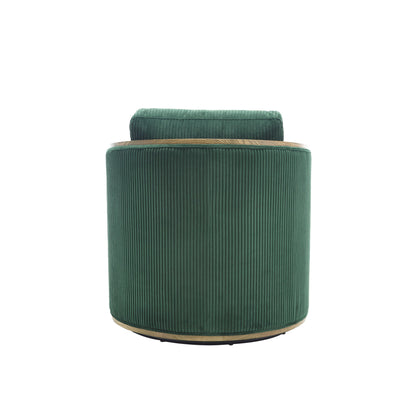 Corduroy Swivel Barrel Chair, Comfortable Accent Sofa Chair With 360 Degree Swivel For Living Room - Emerald