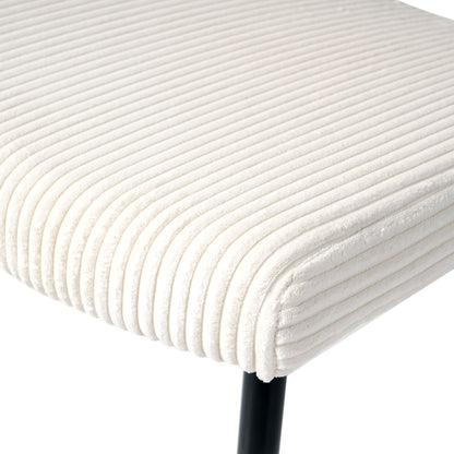 Modern Dining Chair Fabric Upholstered Chairs With Black Metal Legs For Home And Bedroom (Set of 2) - Beige