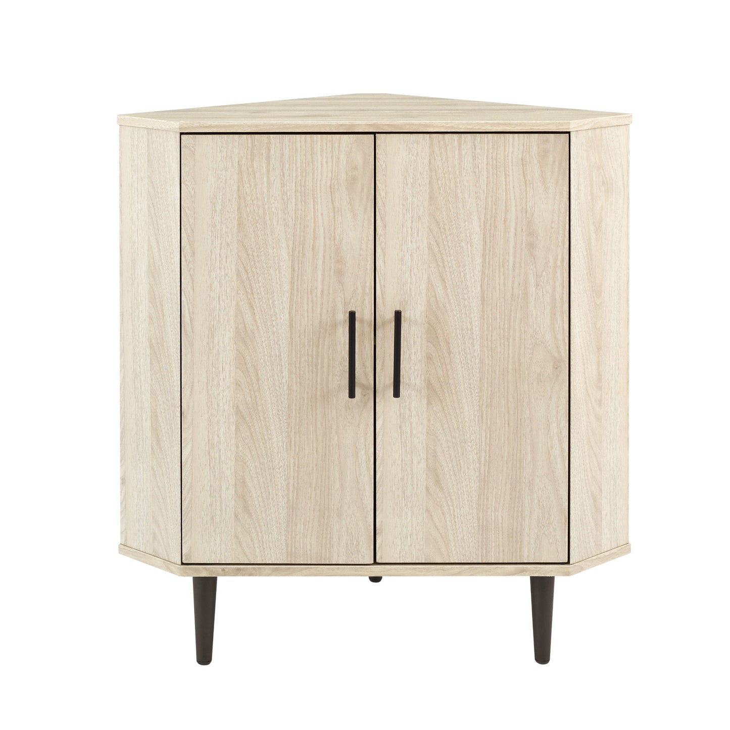 Contemporary 2 Door Mixed-Material Corner Accent Cabinet - Birch