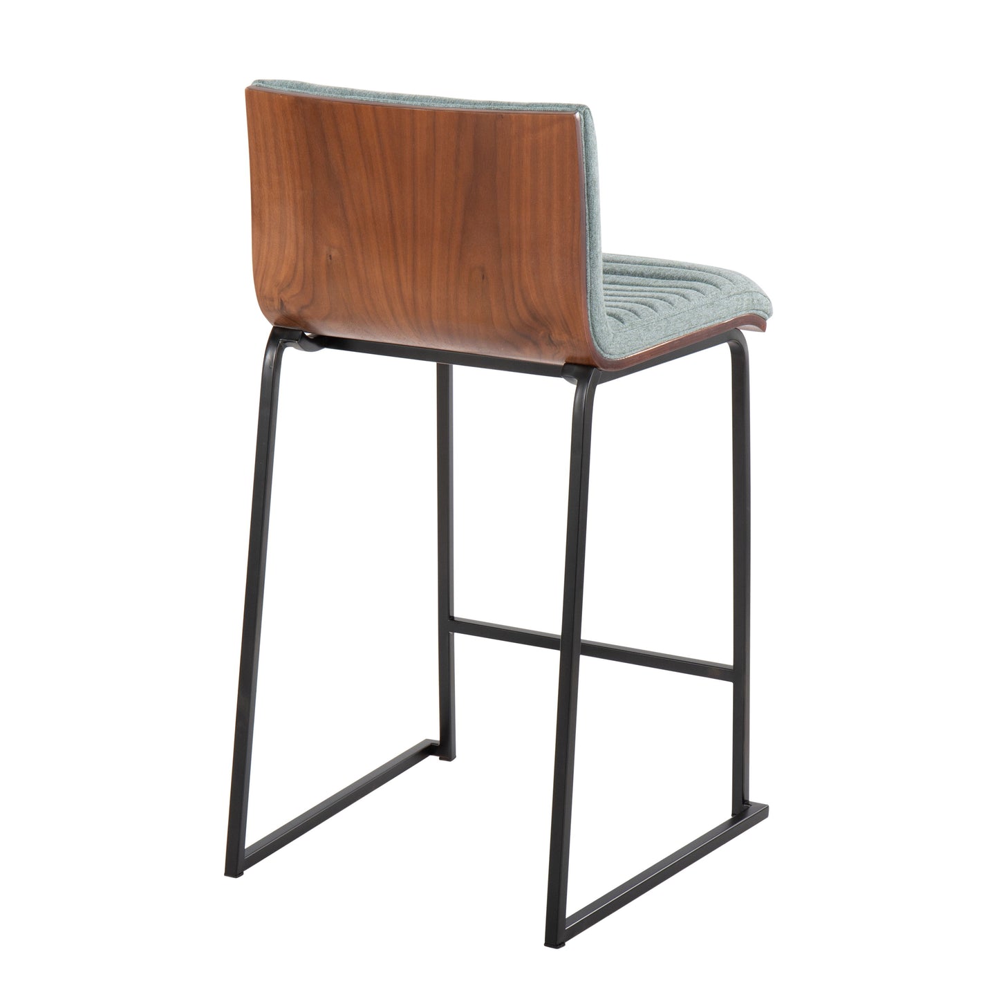 Mason Mara - Contemporary Fixed Height Counter Stool (Set of 2) - Black / Walnut / Green