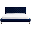 Dillon - Velvet Platform Bed King Size - Blue