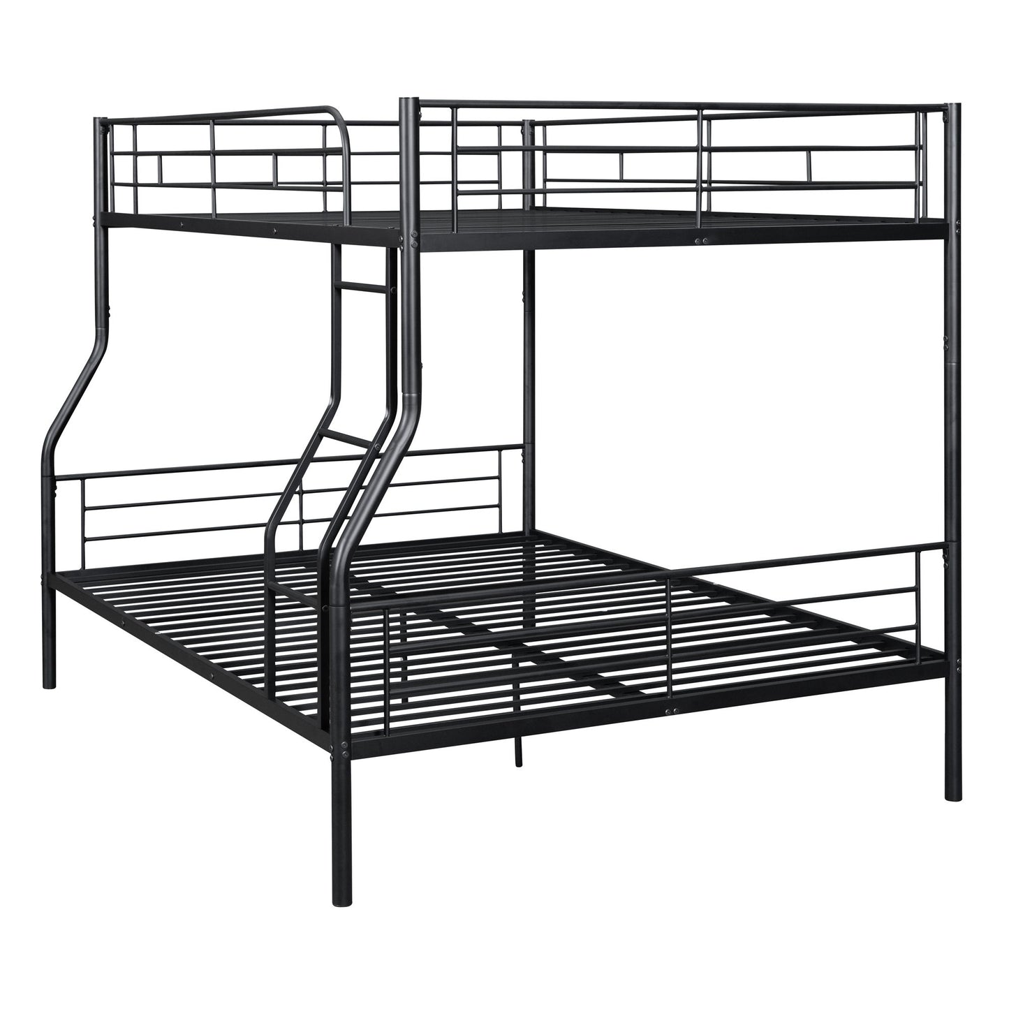 Full Long Over Queen Metal Bunk Bed - Black