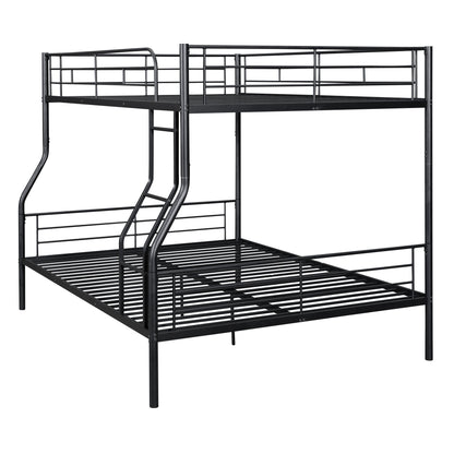 Full Long Over Queen Metal Bunk Bed - Black