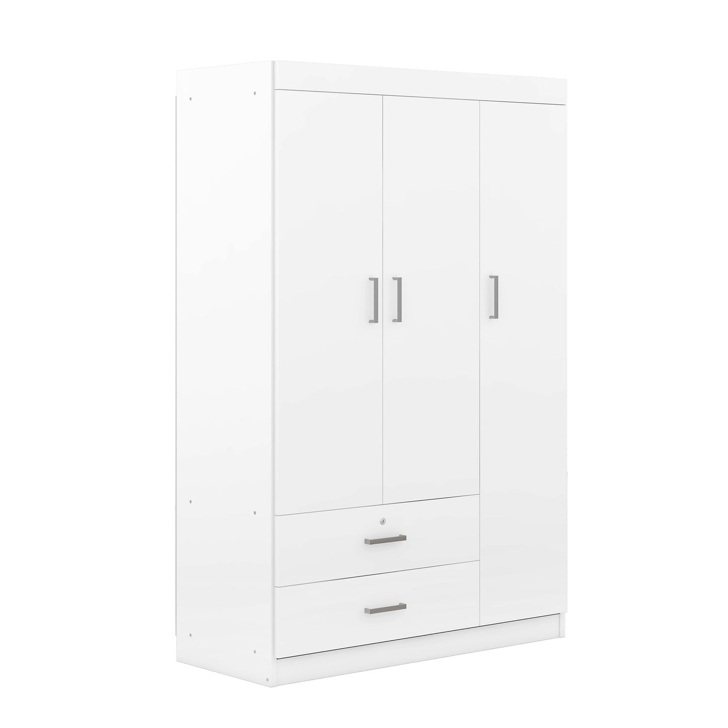 3 Door Wardrobe With 2 Drawers - White