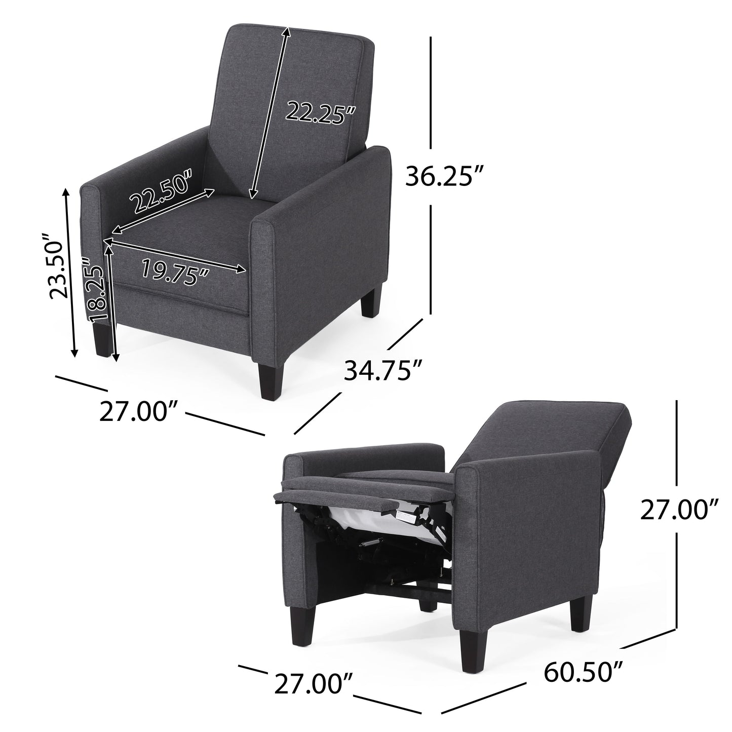 Push Back Chair For Elegant Home - Smoke