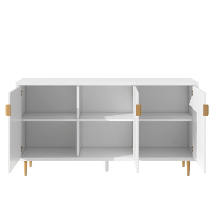 Modern TV Stand With 3 Doors And Adjustable Shelves For Living Room, Fits TVs Up To 70" - White