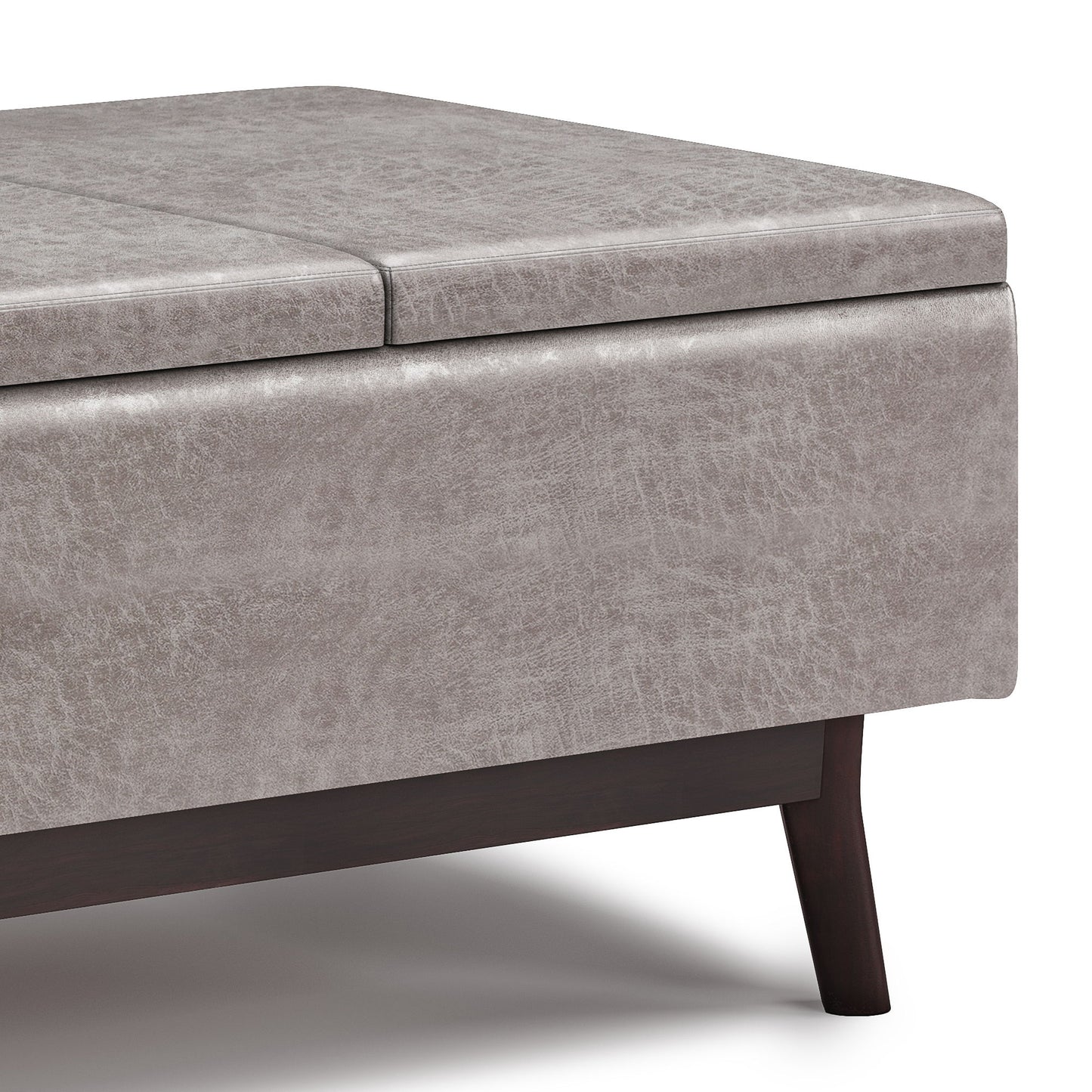 Owen - Tray Top Small Coffee Table Storage Ottoman - Distressed Gray