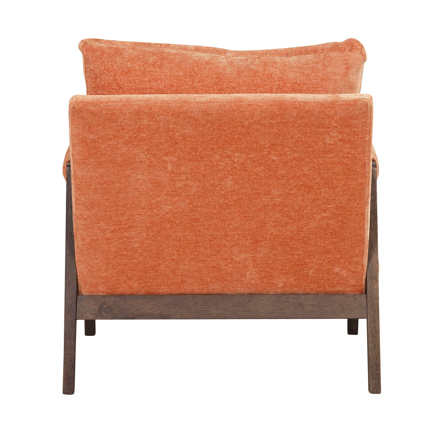 Mid-Century Modern Velvet Accent Chair, Leisure Chair With Solid Wood And Thick Seat Cushion For Living Room, Bedroom, Studio - Orange