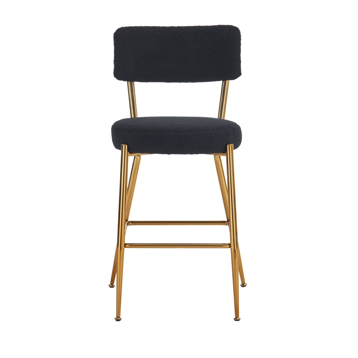 Modern Teddy Fabric Upholstered Bar Stools (Set of 4) - Black / Gold
