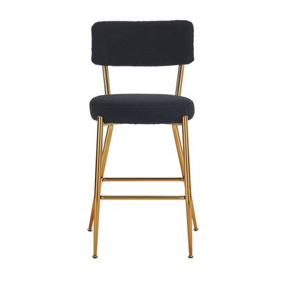 Modern Teddy Fabric Upholstered Bar Stools (Set of 4) - Black / Gold