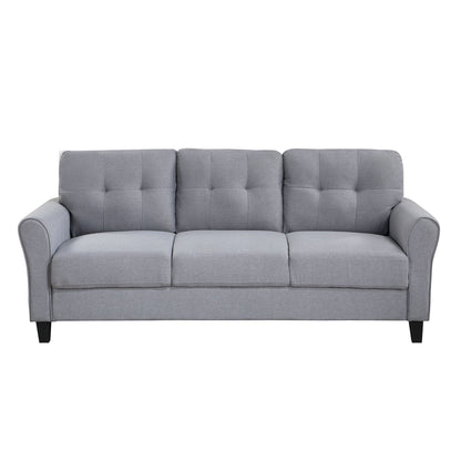 Modern Living Room Sofa Set Linen Upholstered Couch Furniture For Home Or Office - Light Gray / Blue