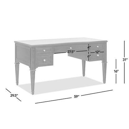 Dauphin - Gold Accent 5 Drawer Executive Desk - Gray Cashmere