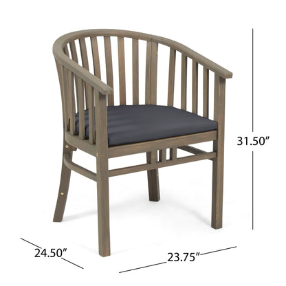 Outdoor Wooden Dining Chairs With Cushions, (Set of 2) - Dark Gray / Gray