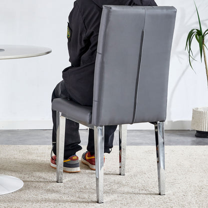 Armless Dining Chairs, Grid And Buckle Design Of The Back (Set of 4) - Gray