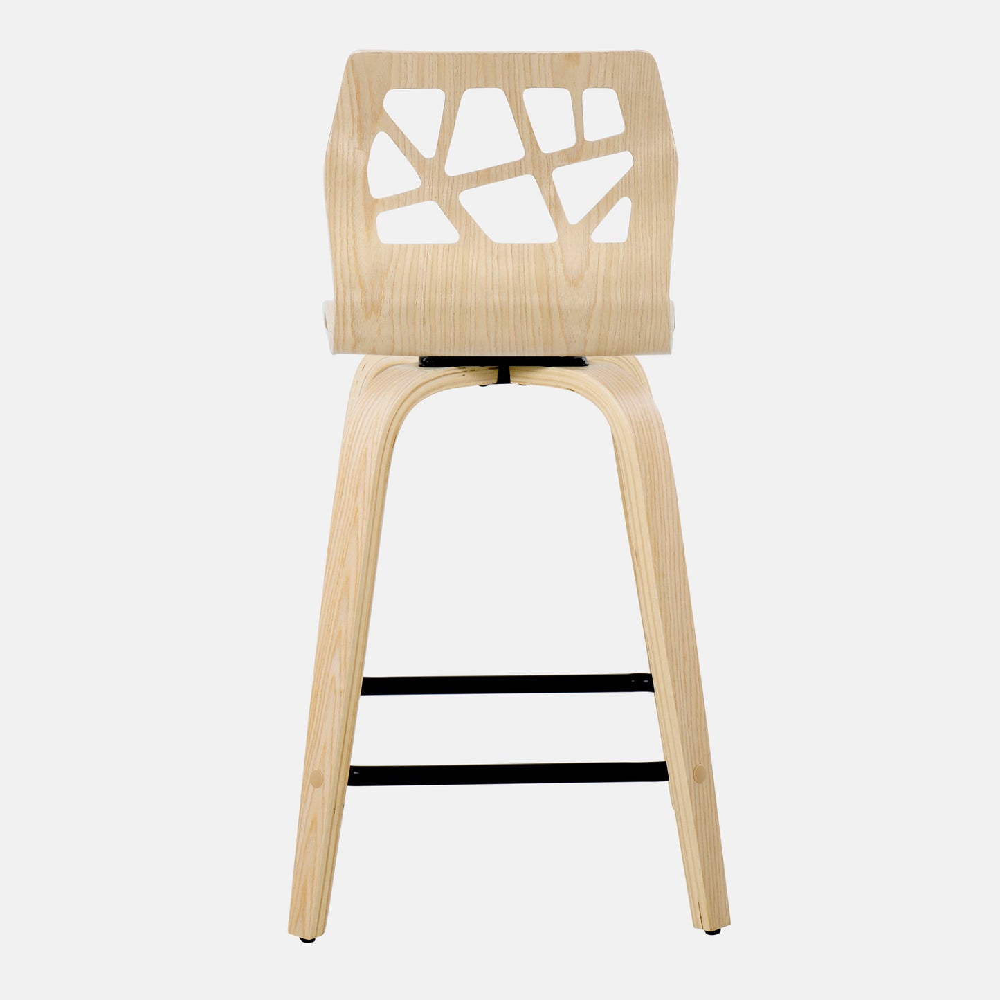 Folia - Contemporary Fixed Height Counter Stool With Swivel With Square Footrest (Set of 2) - Natural / Cream