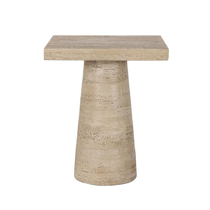Square Side Table With Pedestal Base - Cream
