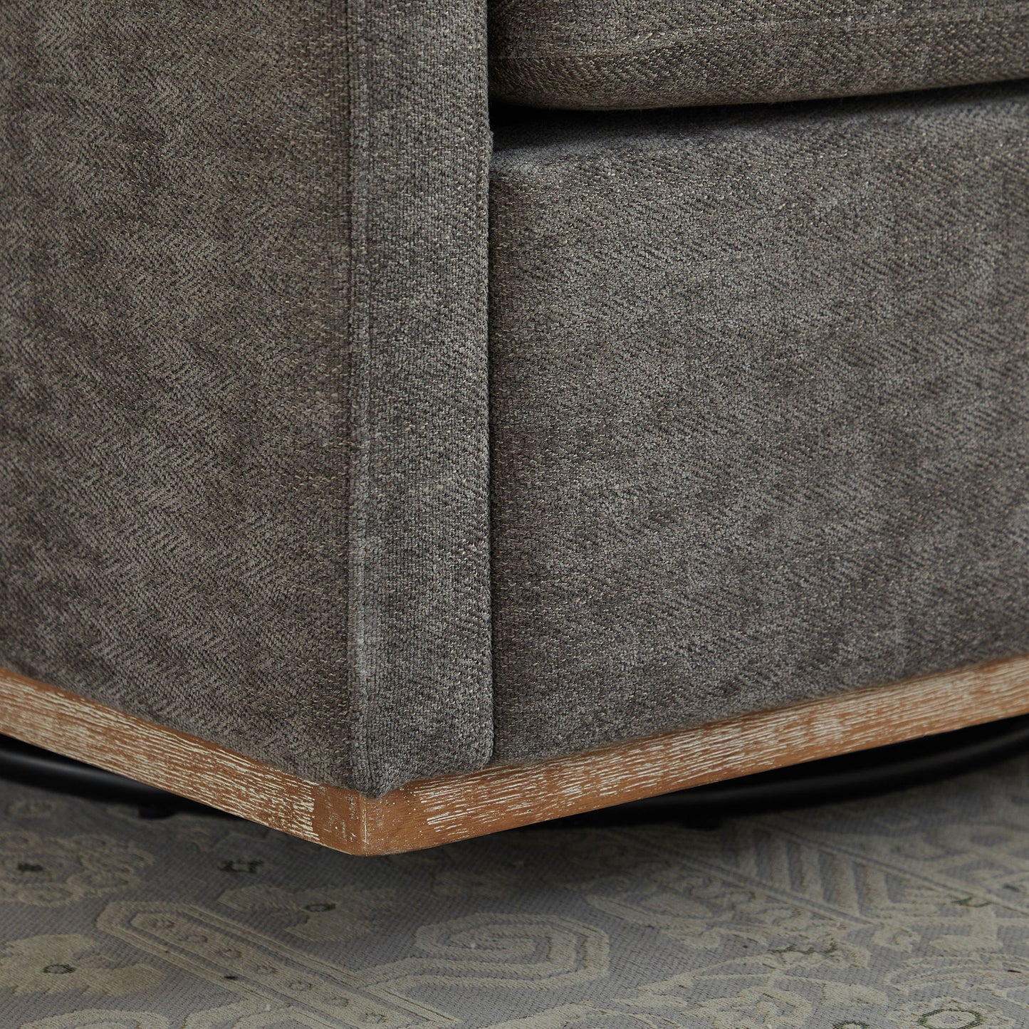 Modern Square Upholstered Swivel Accent Chair With Chenille Fabric - Charcoal