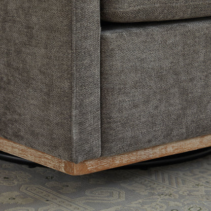 Modern Square Upholstered Swivel Accent Chair With Chenille Fabric - Charcoal