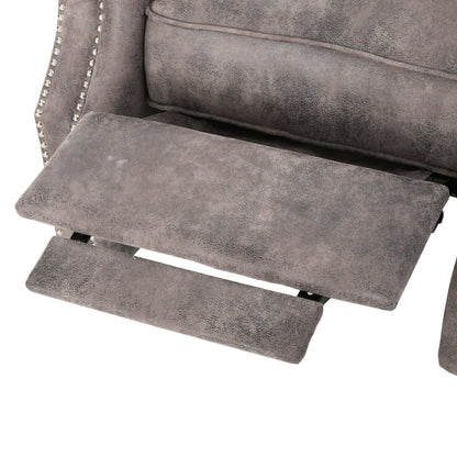 Accented Push Back Recliner Chair With Rolled Arms, Cocooning Comfort - Brown Gray
