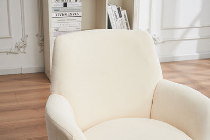 Swivel Barrel Chair, Swivel Accent Chairs Armchair For Living Room, Reading Chairs For Bedroom Comfy, Round Barrel Chairs With Gold Stainless Steel Base - Beige