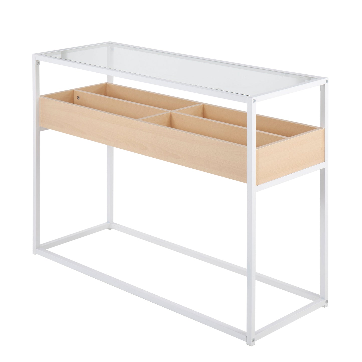 Display Contemporary Console Table - White / Natural / Clear