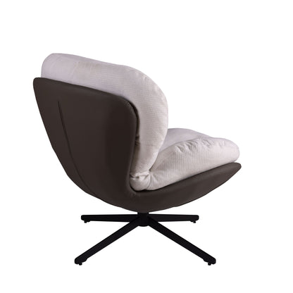 360ÔøΩÔøΩ Swivel Office Chair, Modern Chenille Chair With And Metal Base Frame, No Wheels, Accent Chair - White