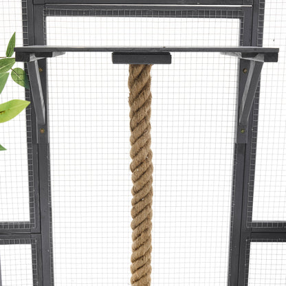 Outdoor Diy Cat House Catio With Double Enter Doors, Platforms, And Condos - Dark Gray